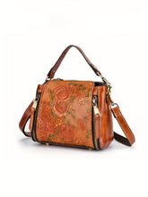 Load image into Gallery viewer, Floral Embossed Leather Crossbody Bag