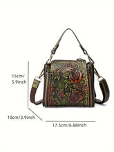 Load image into Gallery viewer, Floral Embossed Leather Crossbody Bag