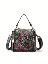 Load image into Gallery viewer, Floral Embossed Leather Crossbody Bag