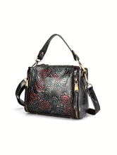 Load image into Gallery viewer, Floral Embossed Leather Crossbody Bag