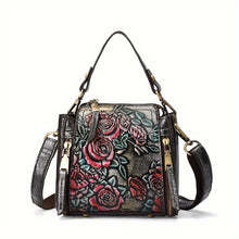 Load image into Gallery viewer, Floral Embossed Leather Crossbody Bag