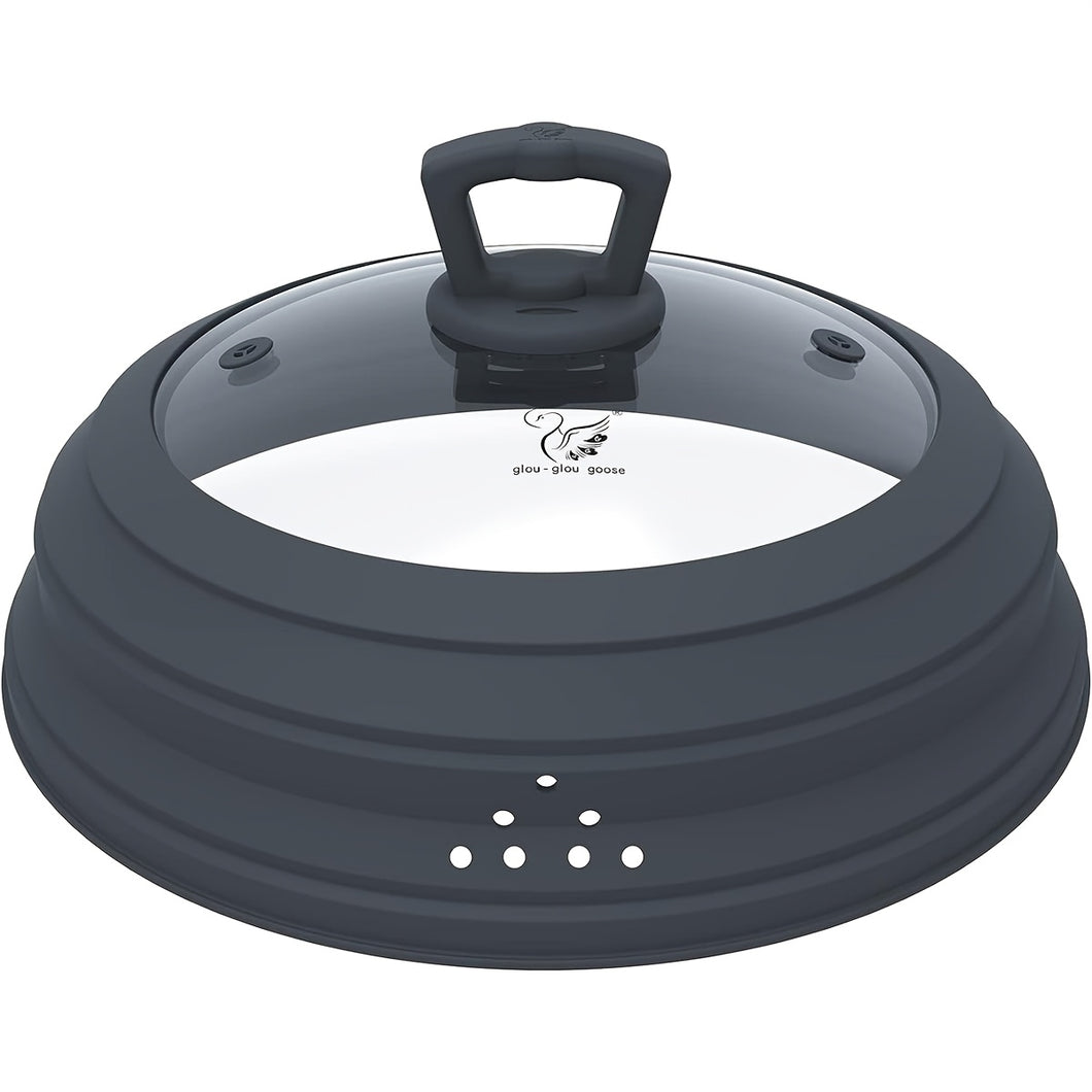 Collapsible Silicone Splatterproof Lid with Glass Center
