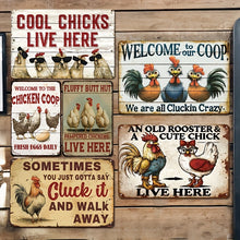 Load image into Gallery viewer, 6pc Funny Chicken Tin Sign Decor
