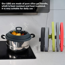 Load image into Gallery viewer, Collapsible Silicone Splatterproof Lid with Glass Center
