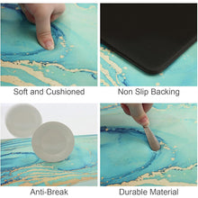 Load image into Gallery viewer, Set of 2 Teal Marble  Anti-Fatigue Kitchen Rugs
