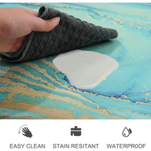 Load image into Gallery viewer, Set of 2 Teal Marble  Anti-Fatigue Kitchen Rugs
