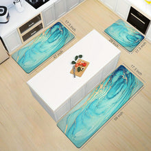 Load image into Gallery viewer, Set of 2 Teal Marble  Anti-Fatigue Kitchen Rugs
