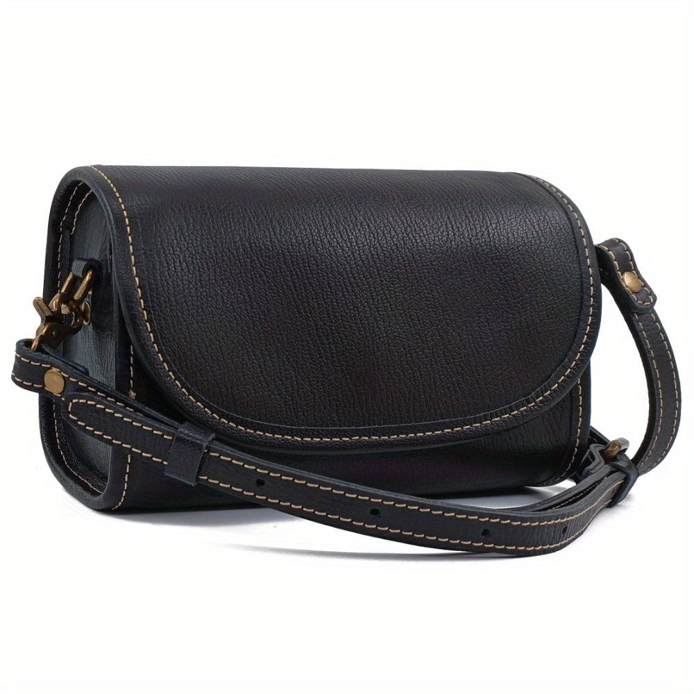 Vintage-Style Genuine Leather Crossbody Bag