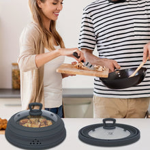 Load image into Gallery viewer, Collapsible Silicone Splatterproof Lid with Glass Center
