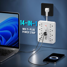 Load image into Gallery viewer, 14-in-1 Power Strip With 4 USB Outlets
