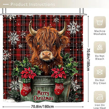 Load image into Gallery viewer, 4pc Festive Christmas Shower Curtain Set

