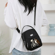 Load image into Gallery viewer, Gothic Owl &amp; Skull Print Crossbody Bag

