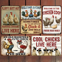 Load image into Gallery viewer, 6pc Funny Chicken Tin Sign Decor
