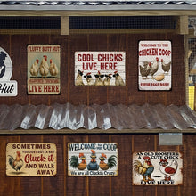 Load image into Gallery viewer, 6pc Funny Chicken Tin Sign Decor
