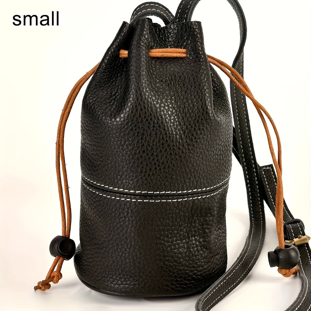 Genuine Leather Mini Bucket Bag