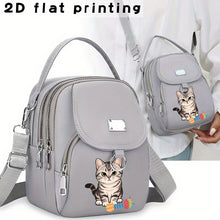 Load image into Gallery viewer, Tabby Cat Print Crossbody Bag
