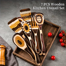 Load image into Gallery viewer, 7pc Pakkawood Wooden Kitchen Utensils
