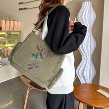 Load image into Gallery viewer, Dragonfly Print Large Capacity Shoulder Bag
