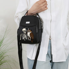 Load image into Gallery viewer, Gothic Owl &amp; Skull Print Crossbody Bag
