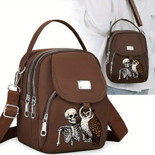 Load image into Gallery viewer, Gothic Owl &amp; Skull Print Crossbody Bag
