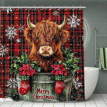 Load image into Gallery viewer, 4pc Festive Christmas Shower Curtain Set
