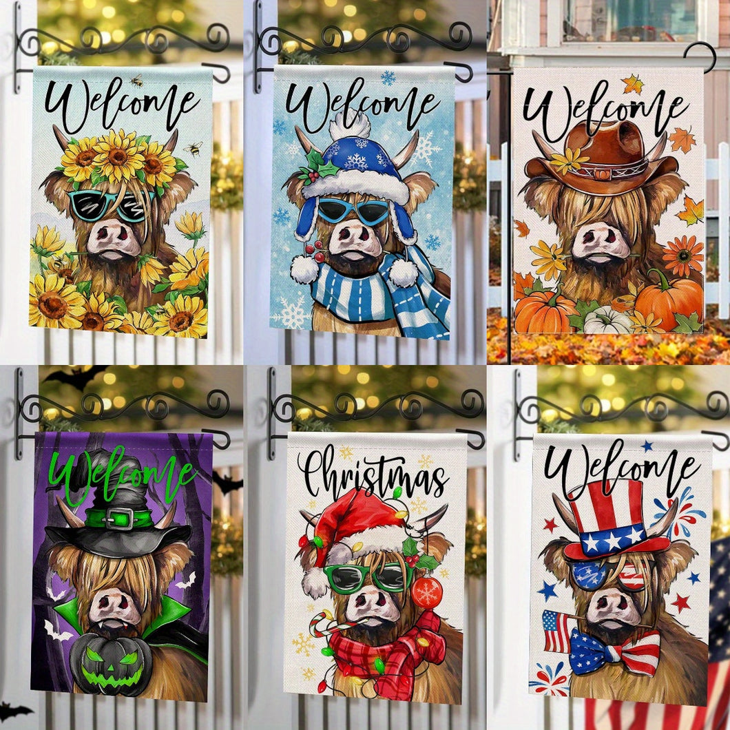 6-Pack Highland Cow Garden Flags