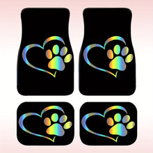 Load image into Gallery viewer, 4pc set of universal love dog paw-themed car floor mats
